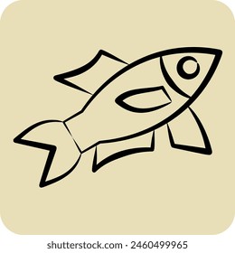 Icon Sardine. related to Seafood symbol. hand drawn style. simple design illustration