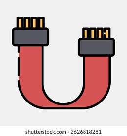 Icon sata. Computer components elements. Icon in filled line style.