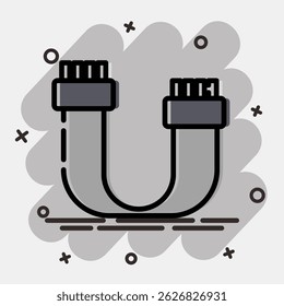 Icon sata. Computer components elements. Icon in comic style.