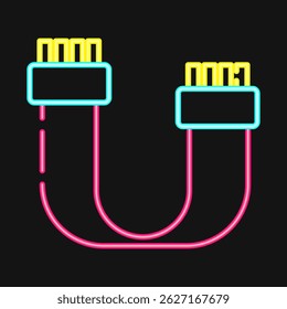Icon sata. Computer components elements. Icon in neon style.