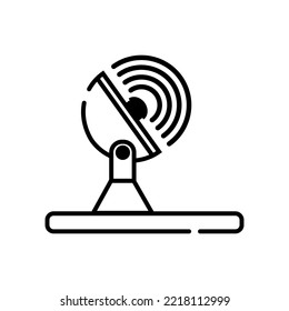 Icon with satellite antenna. Digital data. Global network. Vector illustration. stock image. 