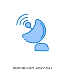
icon satellite dish capturing radio waves in a simple  style. Ideal for science, technology, and communication designs. isolated white background editable, eps 10.
