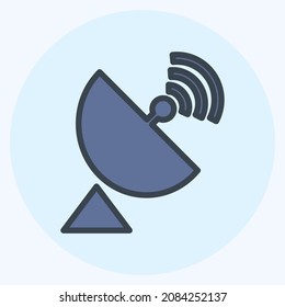 Icon Satellite Dish - Color Mate Style,Simple illustration,Editable stroke,Design template vector, Good for prints, posters, advertisements, announcements, info graphics, etc.