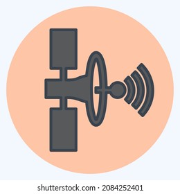 Icon Satellite - Flat Style,Simple illustration,Editable stroke,Design template vector, Good for prints, posters, advertisements, announcements, info graphics, etc.