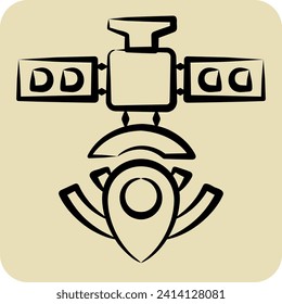 Icon Satellite Navigation. related to Satellite symbol. hand drawn style. simple design editable. simple illustration