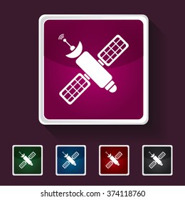 Icon of Satellite on Multicolored Squares. Eps-10.