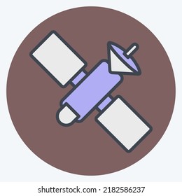 Icon Satellite. suitable for Education symbol. color mate style. simple design editable. design template vector. simple illustration