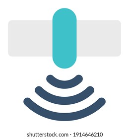 icon satellite using flat style and blue color dominate