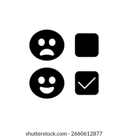 Symbol zufrieden, einzeln auf sauberem Hintergrund.
