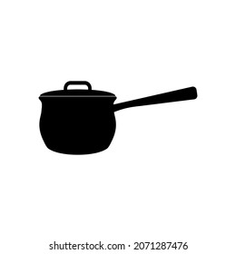 The icon of the saucepan for cooking the second course on a white background. Vector image.