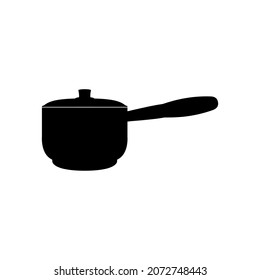 Die Ikone des Saucepans zum Kochen des zweiten Kurses ist schwarz auf weißem Hintergrund. Vektorbild.