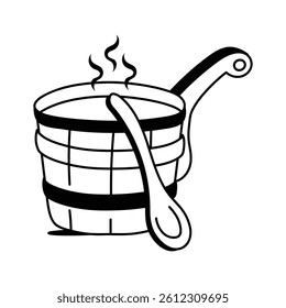 Icon of a sauna bucket, ideal for spa and wellness visuals