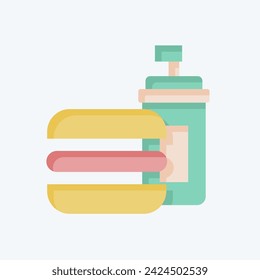 Icon Sausage Bread. related to Fast Food symbol. flat style. simple design editable. simple illustration