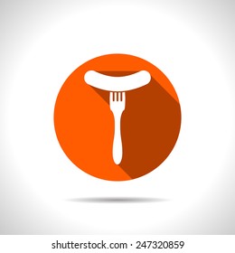 icon of sausage on fork