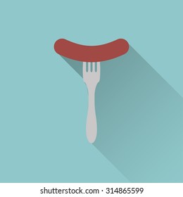 icon of sausage on fork