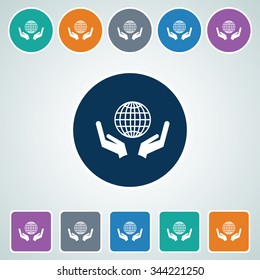 Icon of Save Earth in Multi Color Circle & Square Shape. Eps-10.