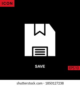 Icon save. Flat, glyph or filled vector icon symbol sign collection for mobile concept and web apps design.