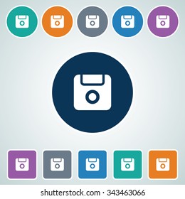 Icon of Save in Multi Color Circle & Square Shape. Eps-10.