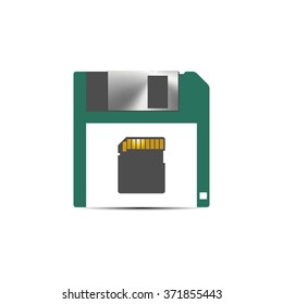 Icon to save on the memory card isolated on a white background, vector illustration.
