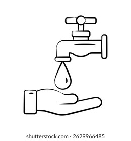 An icon of save water creatively designed in doodle style