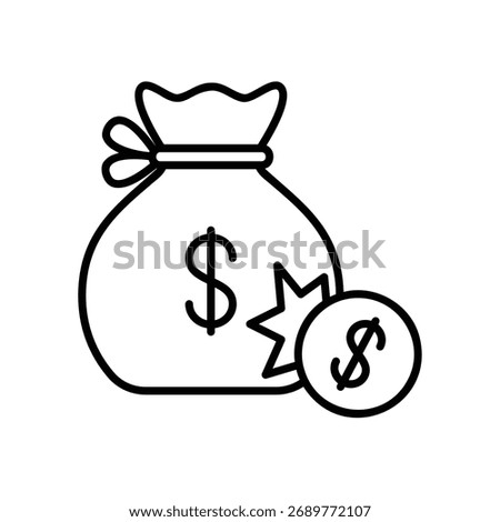 Icon of savings deficit or savings breakdown due to crisis