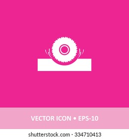 Icon of Saw Wheel on Magenta Color Background. Eps-10.