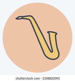 Icon Saxophone - Color Mate Style - Simple illustration, Good for Prints , Announcements, Etc