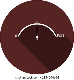 Icon of the scale with an arrow. White flat image with a long shadow