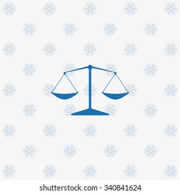 Icon scales balance. icon. vector design background with snowflakes