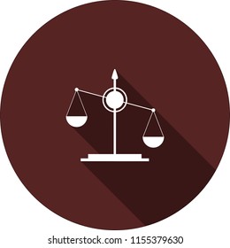 Icon of scales. Flat white image with long shadow