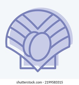 Icon Scallop. suitable for seafood symbol. two tone style. simple design editable. design template vector. simple illustration