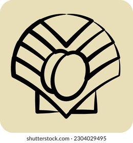 Icon Scallop. suitable for seafood symbol. hand drawn style. simple design editable. design template