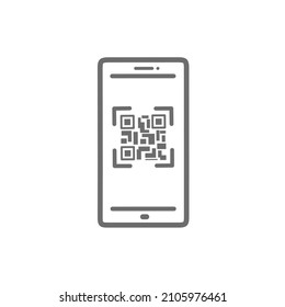 icon scan QR code via mobile.  flat design isolated on white background.
