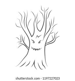 Icon of a scary tree for Halloween. Vector illustration on white background