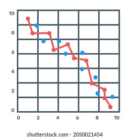 Icon of scatter line diagram in editable design