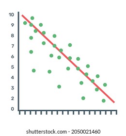 Icon of scatter line diagram in editable design