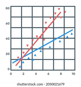 Icon of scatter line diagram in editable design