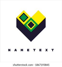 Icon with a schematic representation of a building in the projection.  The shape resembles a heart.  On a white background.