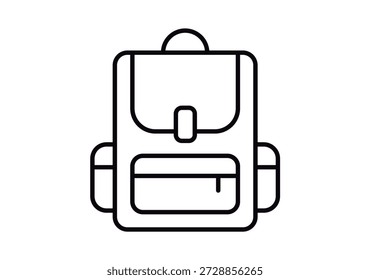 Icon of a school backpack with pockets and zippers in a linear style