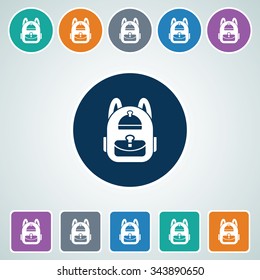 Icon of School Bag in Multi Color Circle & Square Shape. Eps-10.