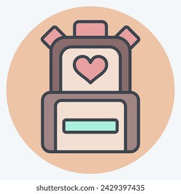 Icon School Bag. related to Kindergarten symbol. color mate style. simple design editable. simple illustration