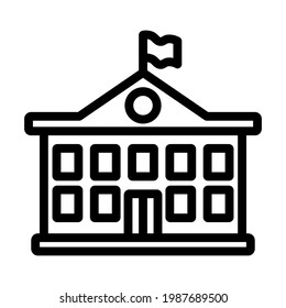 Icon Of School Building. Editable Bold Outline Design. Vector Illustration.