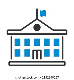 Icon Of School Building. Editable Bold Outline With Color Fill Design. Vector Illustration.