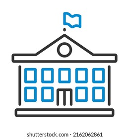 Icono Del Edificio De La Escuela. Contorno de negrita editable con diseño de relleno de color. Ilustración vectorial.