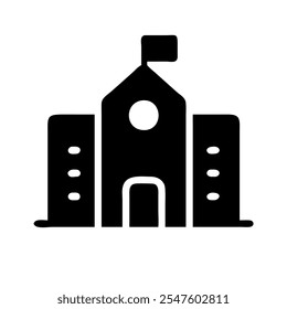 Icono de un edificio escolar, que representa la educación o las instituciones.