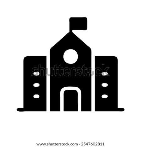 Icon of a school building, representing education or institutions.