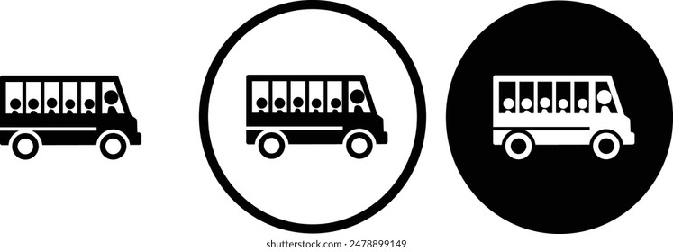 icon school bus black outline for web site design 
and mobile dark mode apps 
Vector illustration on a white background