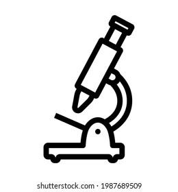 Icon Of School Microscope. Editable Bold Outline Design. Vector Illustration.