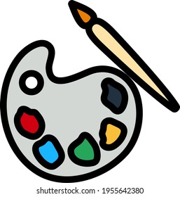 Icon Of School Palette. Editable Bold Outline With Color Fill Design. Vector Illustration.