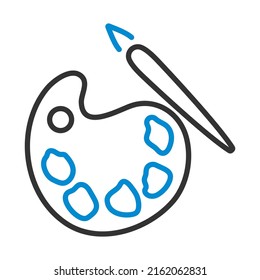 Icon Of School Palette. Editable Bold Outline With Color Fill Design. Vector Illustration.